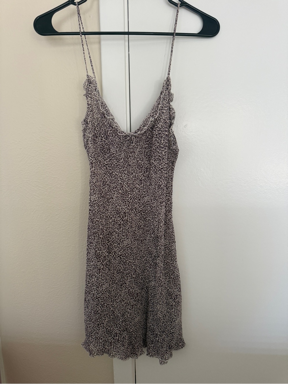 Silk Purple Leopard Mini Dress